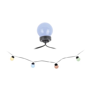 Guirnalda led bombillas esfericas fijas para exterior multicolor (colores suaves) 20 leds 12,5m