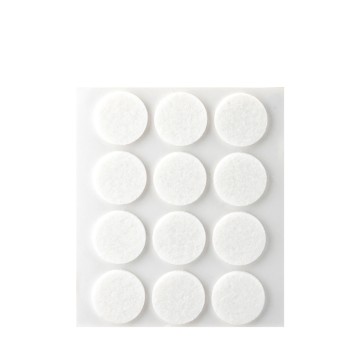 Pack 12 fieltros blancos sinteticos adhesivos ø22mm plasfix inofix